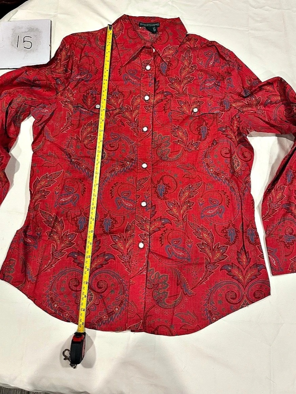 Lauren Jeans Company Paisley Button Down Shirt in Red